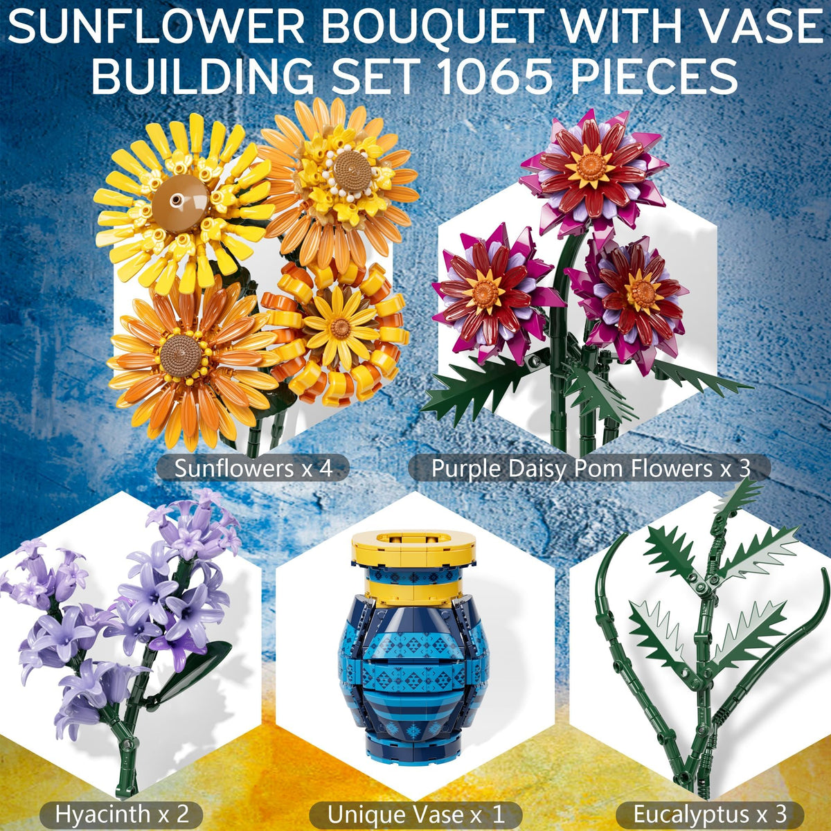 Asoulin building bricks with vase: durable ABS pieces for lasting display