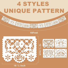 Asoulin white banner with flower pattern creates elegant Mexican-themed décor.