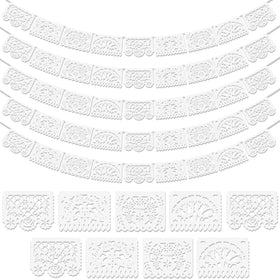 Asoulin white papel picado banner with heart pattern adds festive charm to celebrations.