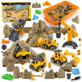 Asoxt 43-piece construction playset with sand enables imaginative building adventures.
