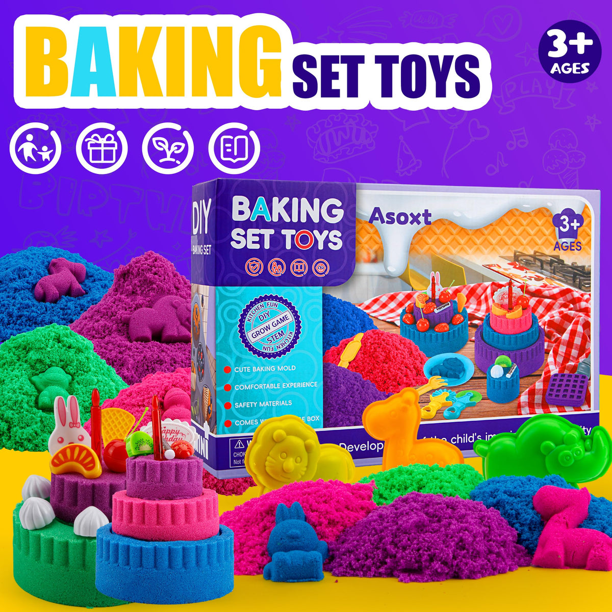 Asoxt color sand variety offers tactile exploration in four bright colors