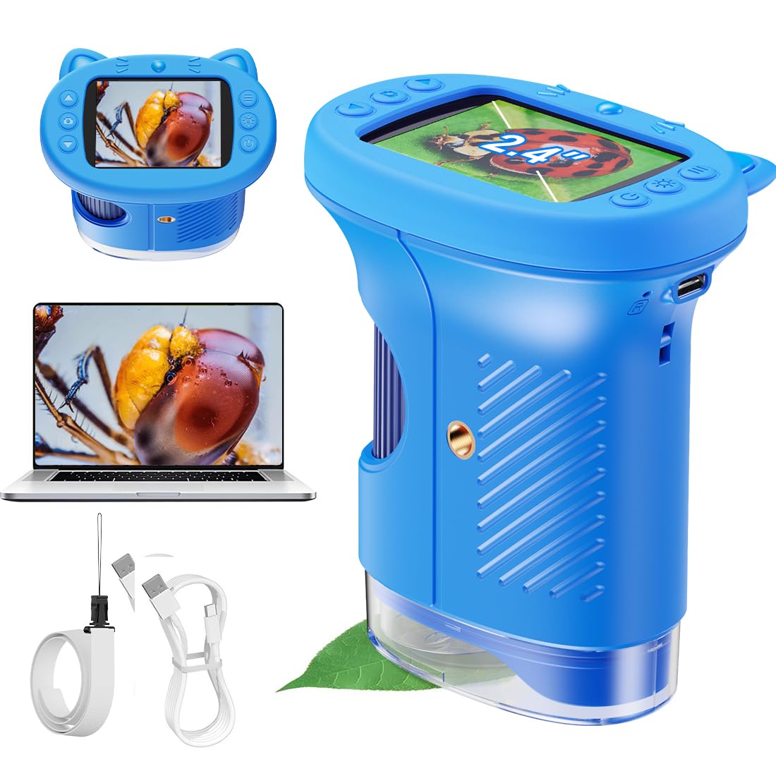 ASPOVEN handheld digital microscope with 4K camera enables close texture exploration.