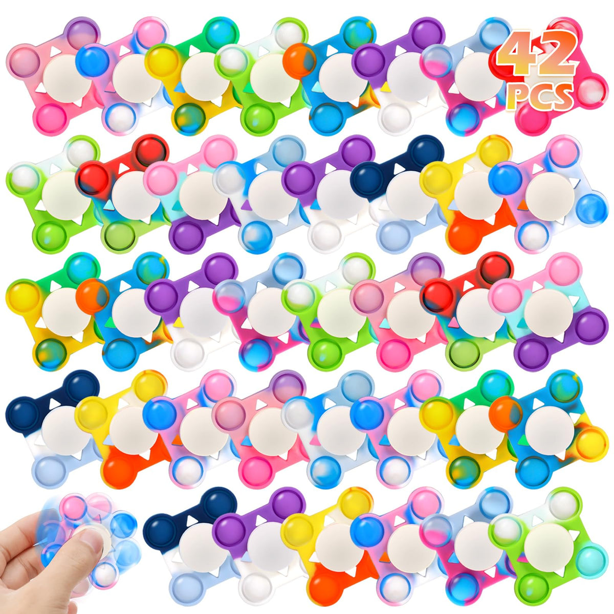 ASPULU 42pcs pop fidget spinners in vibrant colors for on-the-go stress relief