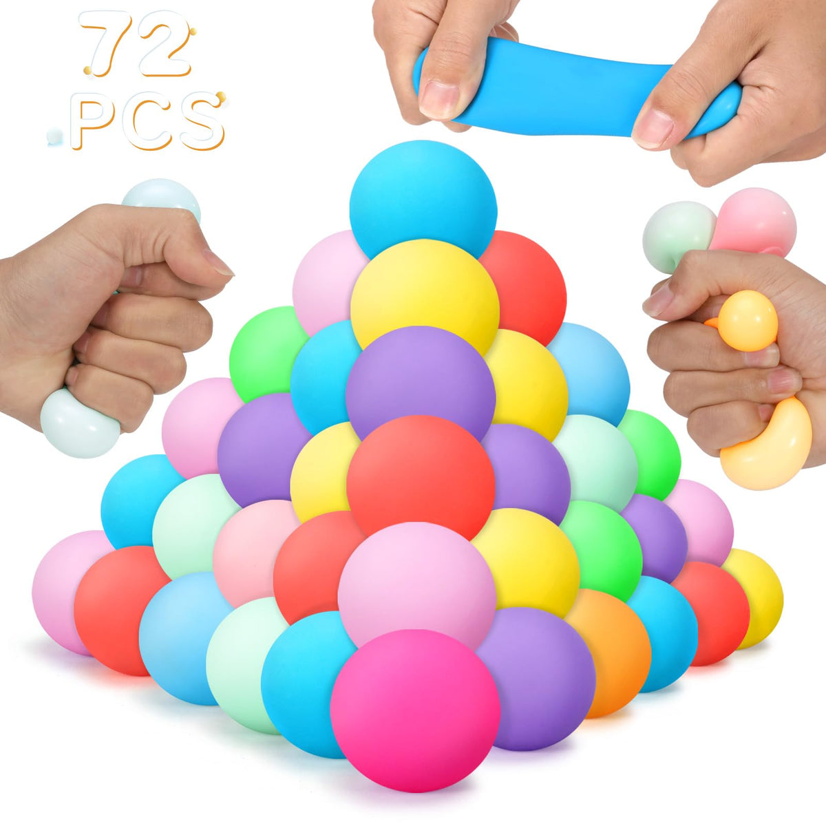 ASPULU 72-piece stress balls set in vibrant colors for quick calm