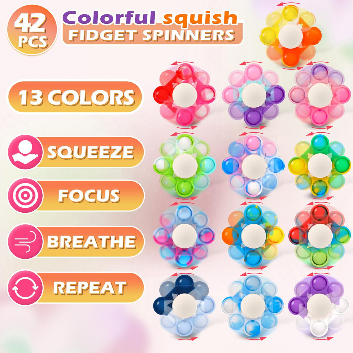 ASPULU classroom prizes and party favors pop fidget spinners for focus