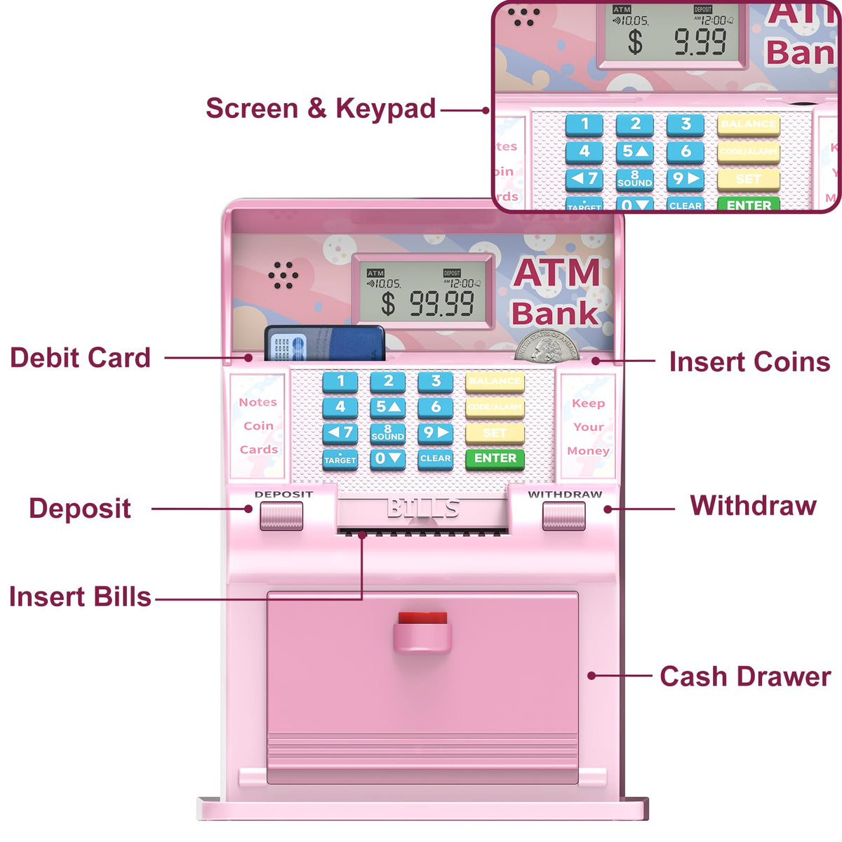 ASRIO ATM piggy bank balance-display: real-time balance after each transaction.