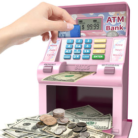 ASRIO ATM piggy bank card-deposit: kids practice deposits with guided prompts.