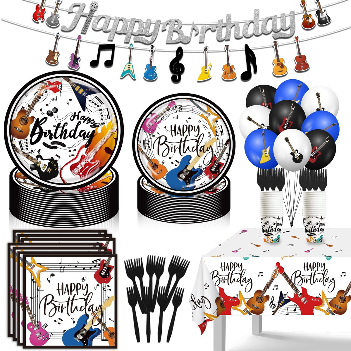 Asrnten XHCYGWY music theme banner for a guitar-inspired birthday party