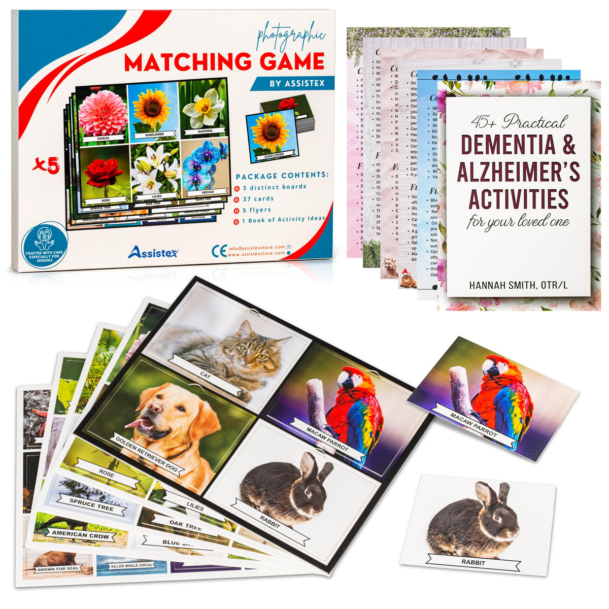 Assistex matching game board flowers with vivid visuals to spark memory and conversation