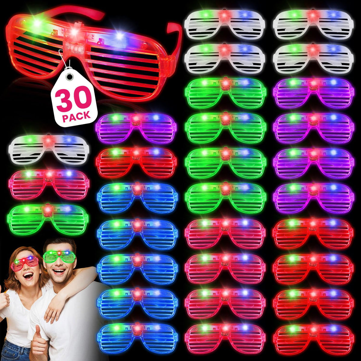 AstrivixDD 30-pack LED glasses in colorful sets for group celebrations