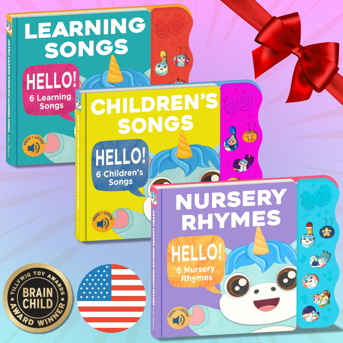 Astro Learns English colorful illustrations stimulate curiosity during language play.