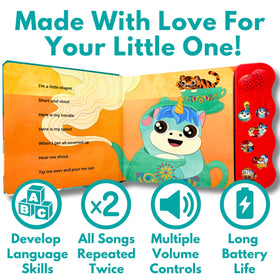 Astro Learns English learning songs buttons close-up highlighting six easy controls