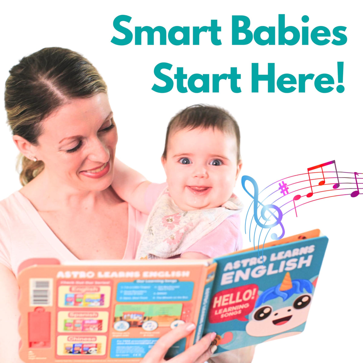 Astro Learns English learning songs open pages show a durable wipe-clean board