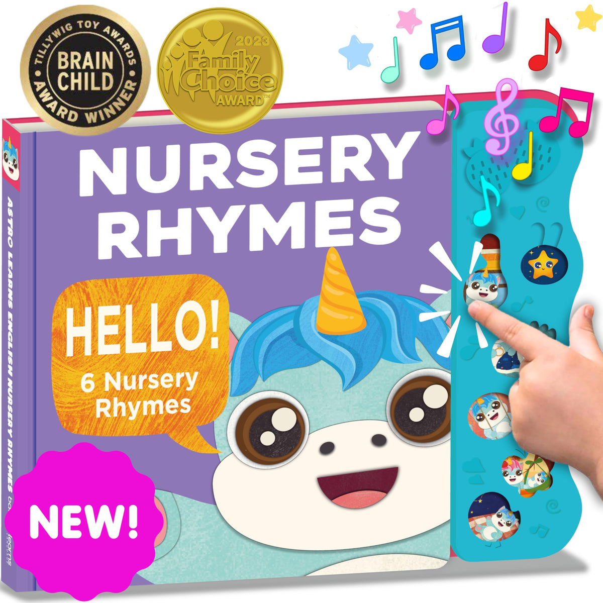 Astro Learns English nursery rhymes front cover invites toddlers to explore music and learning.