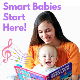 Astro Learns English press-and-play buttons enable quick independent music play.