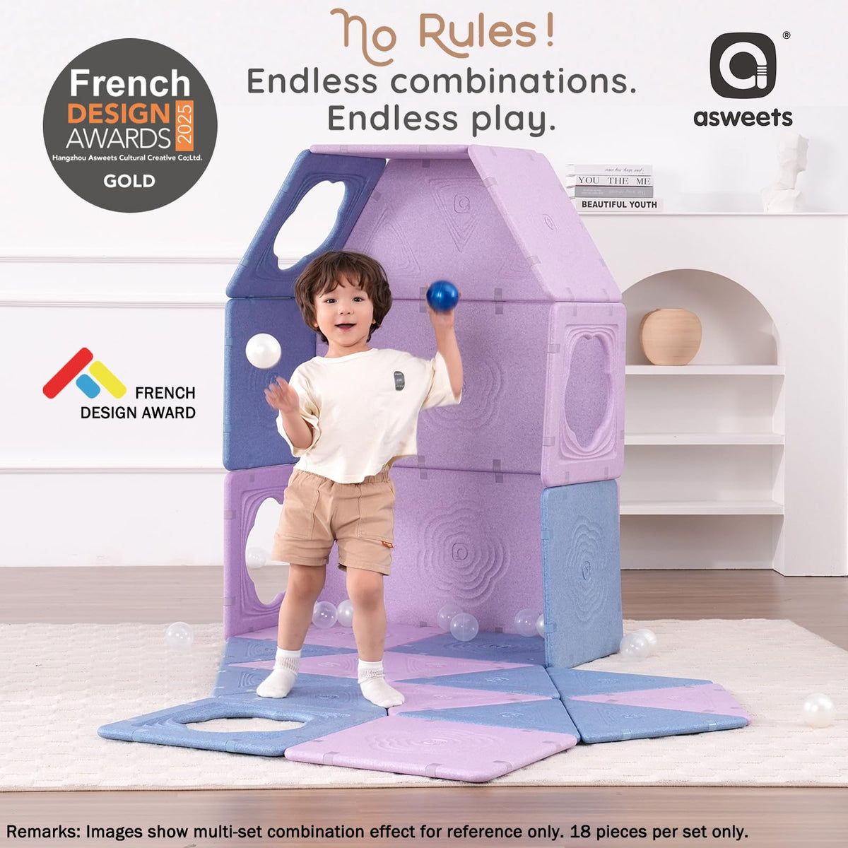 Asweets 18-piece magnetic fort panel 02 supports creative construction and screen-free play.