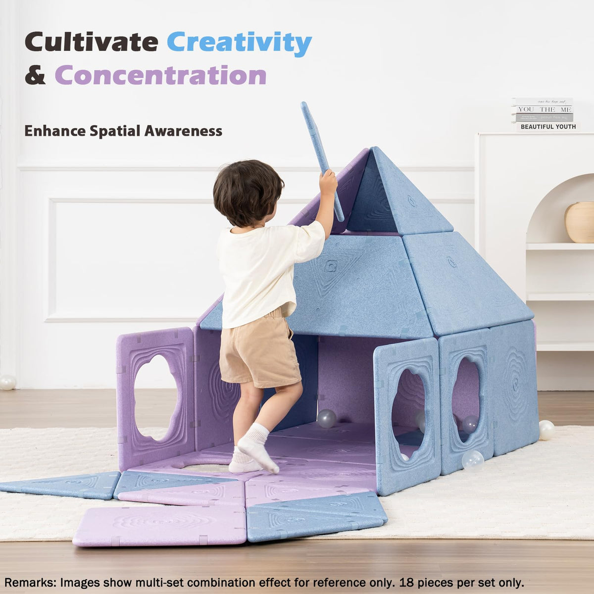 Asweets 18-piece magnetic fort panel 05 durable, easy-to-clean design.