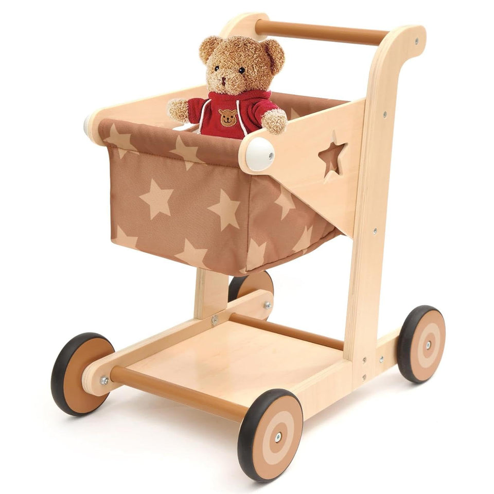 Asweets 2 in 1 wooden baby walker with toy box for exploration