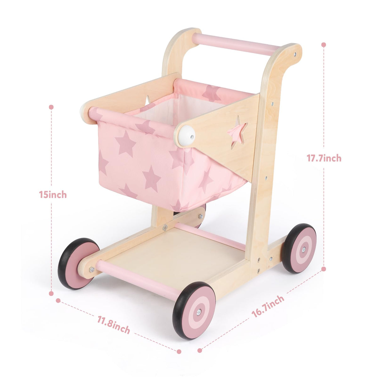 Asweets 2-in-1 walker with push handle in pink supports early walking