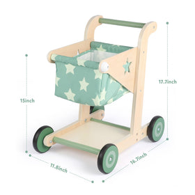 Asweets 2-in-1 wooden walker with push handle supports upright walking and exploration