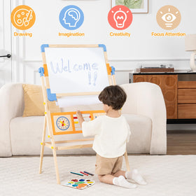 Asweets 3-in-1 easel features abacus and clock for early learning.