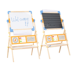 Asweets 3-in-1 kids art easel front view with magnetic board and paper roll.