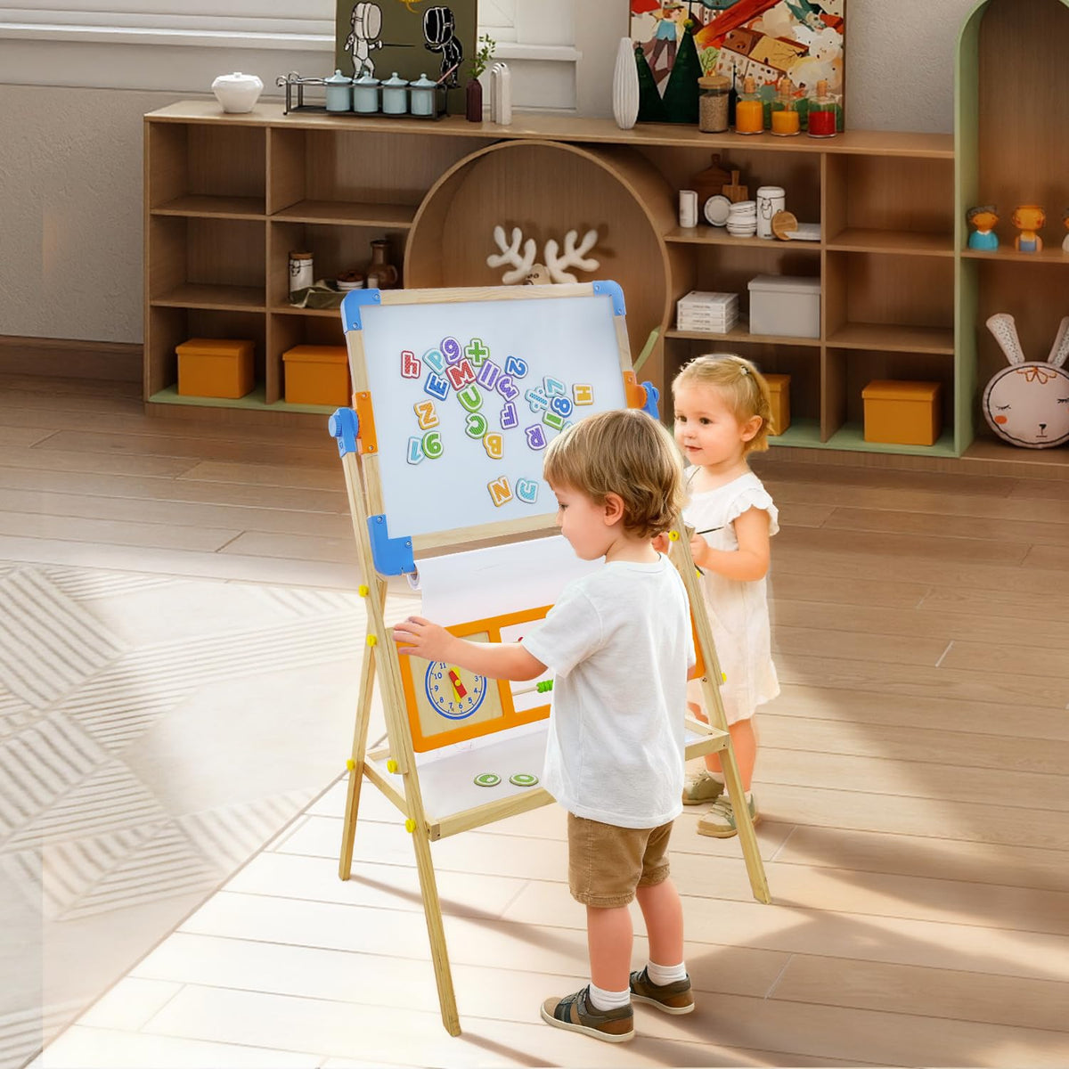 Asweets 3-in-1 easel built with safe wood and non-toxic materials.