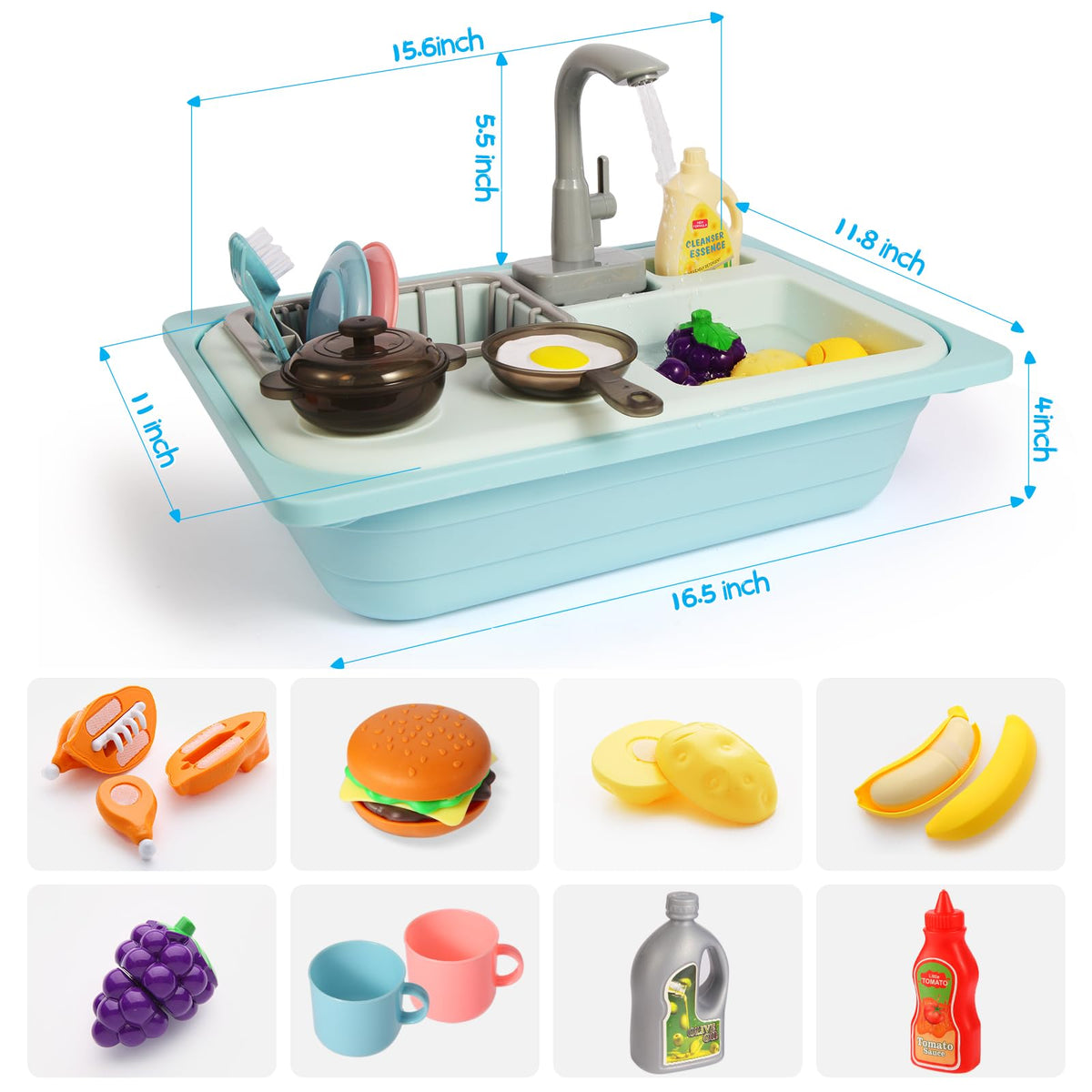 Asweets automatic water circulation system demonstrates realistic flow and safe water play.