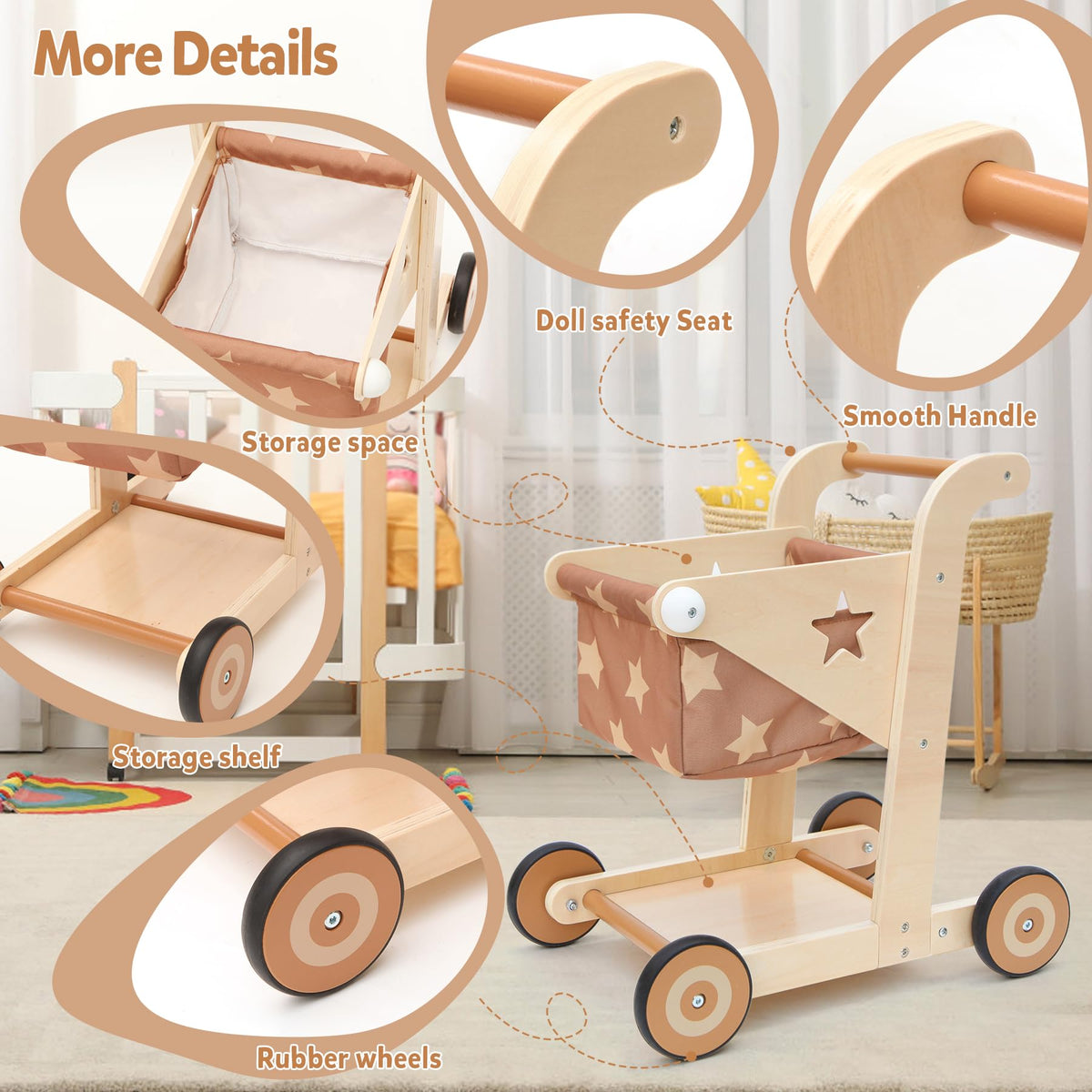 Asweets natural birch wood construction emphasizes durability and safety