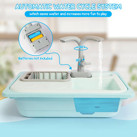 Asweets color-changing accessories in blue highlight cups and plates for color learning.