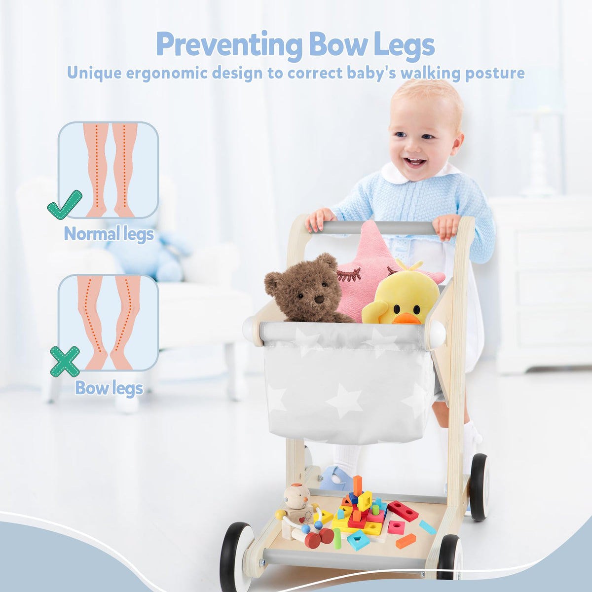 Asweets doll seat on walker gray for pretend outings