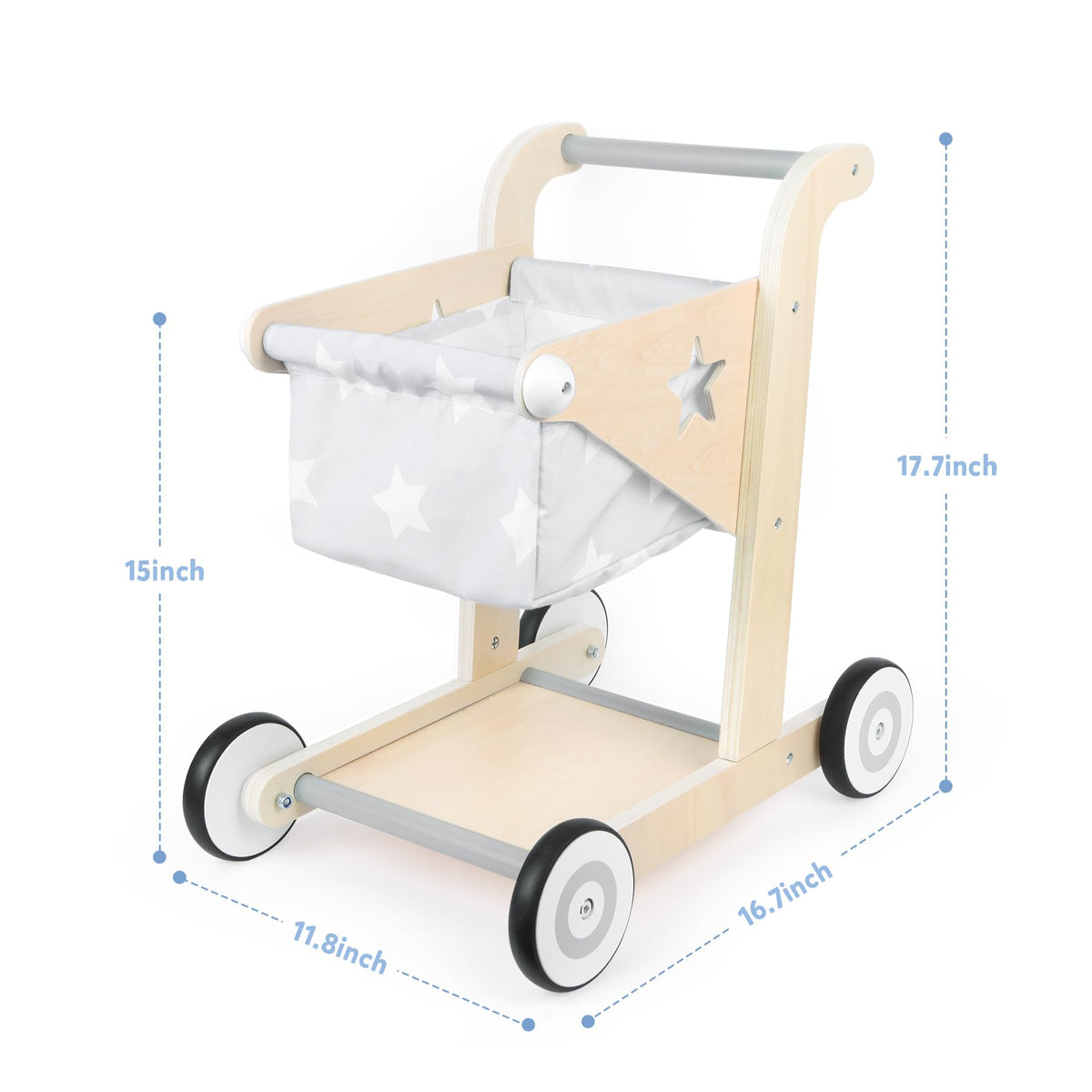 Asweets push-pull doll stroller gray for pretend shopping