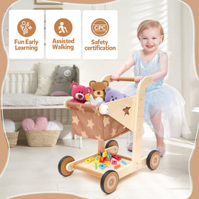 Asweets push pull walker with doll seat for pretend shopping trips
