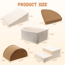 Asweets semicircular ramp with stairs supports creative movement.