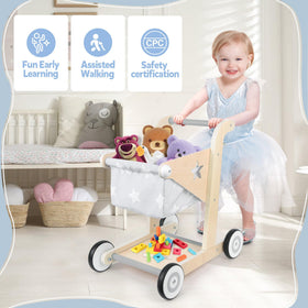 Asweets shopping cart learning walker gray supports imaginative play