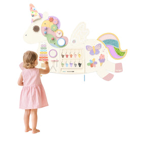 Asweets Unicorn Activity Wall panel showing gear assembly for hands-on learning