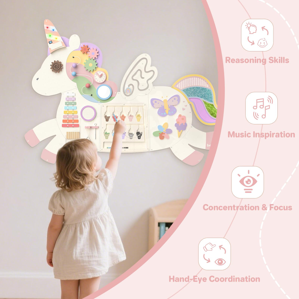 Asweets Unicorn Activity Wall panel ideal for multi-kid play and social interaction