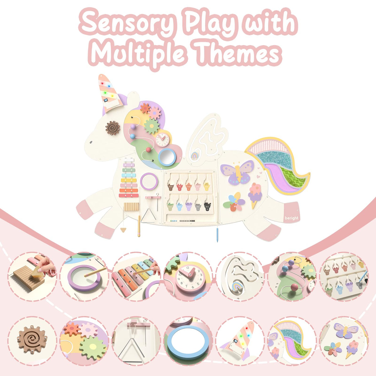 Asweets Unicorn Activity Wall panel with shape matching for visual problem-solving