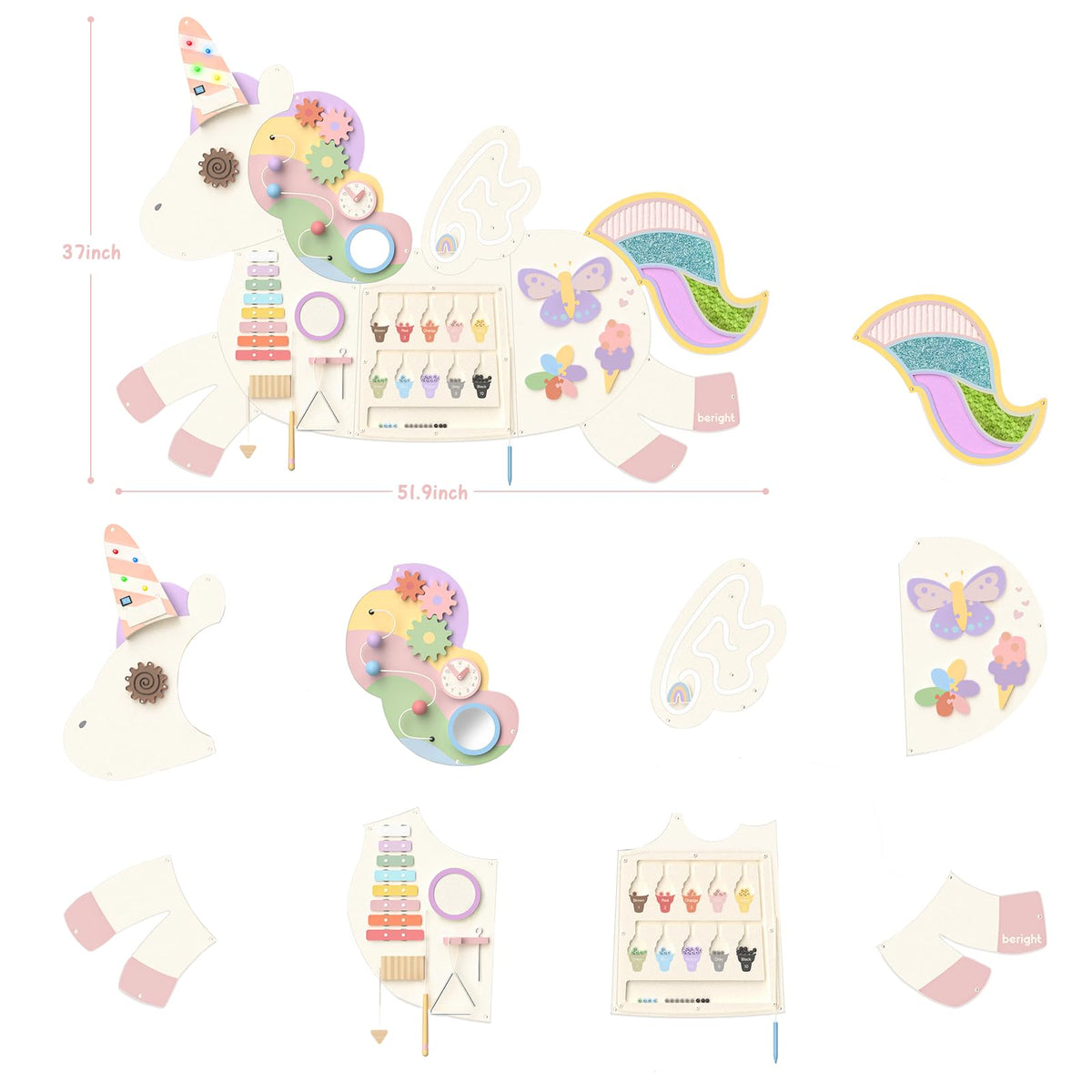 Asweets Unicorn Activity Wall panel displaying xylophone tapping for musical play