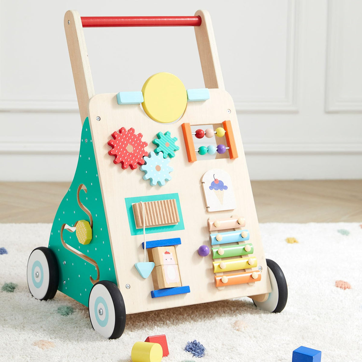 Asweets wooden baby walker push and pull supports early mobility and exploration
