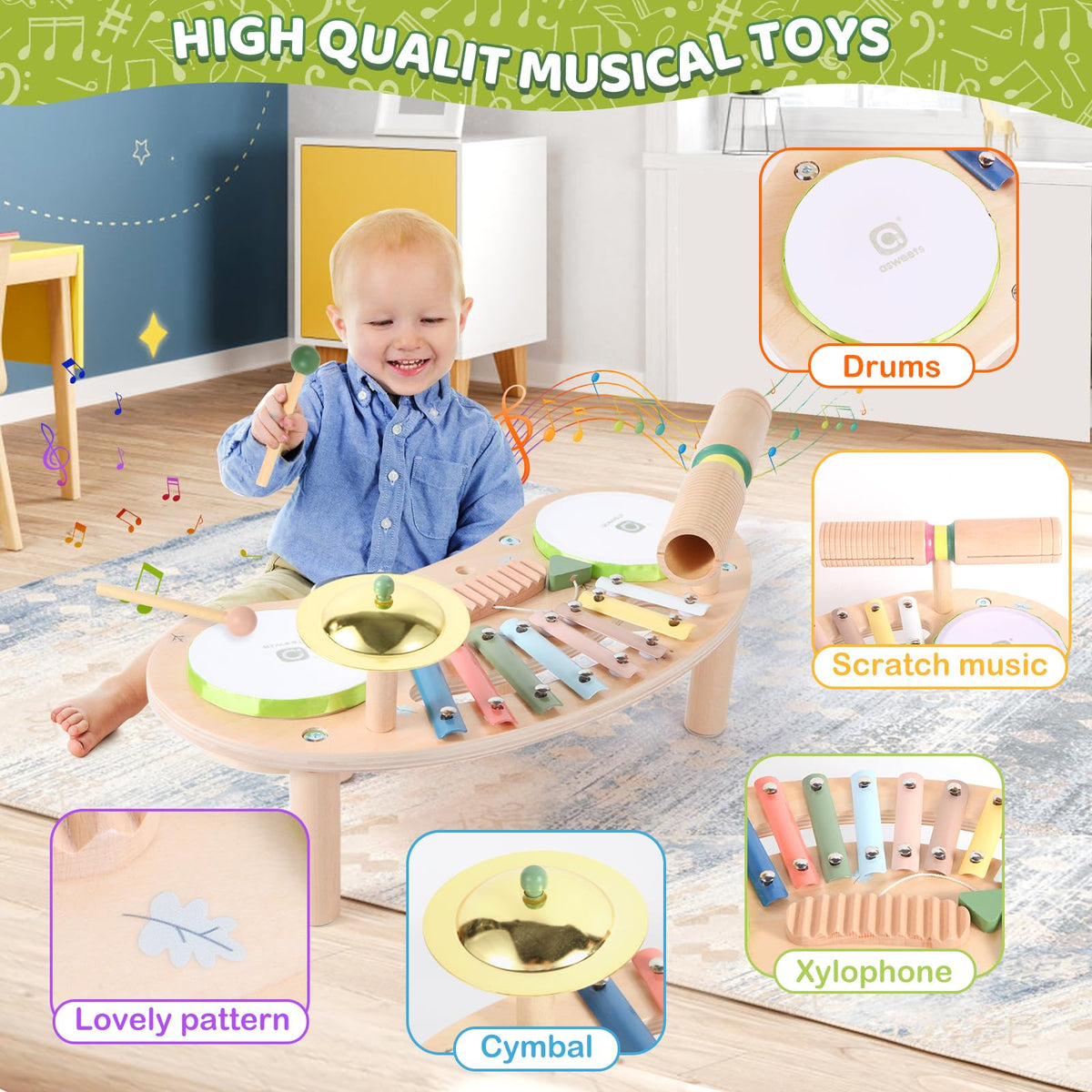 Asweets wooden drum sticks showcased for precise tapping and coordination.