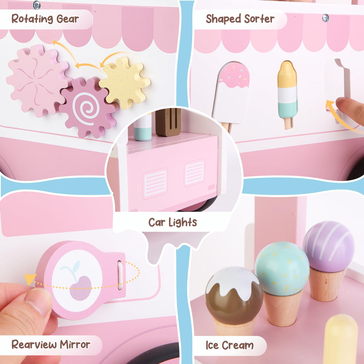 Asweets wooden push and pull handle offers a safe grip for little hands