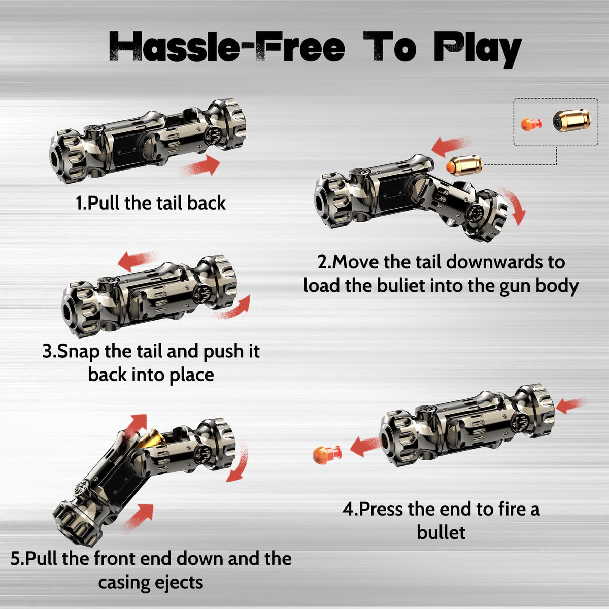 ATESSON 4-in-1 fidget gun toy ratchet mode boosts concentration.