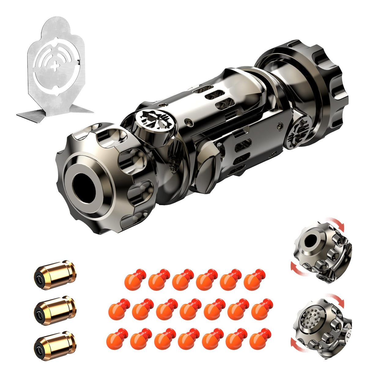 ATESSON 4-in-1 fidget gun toy shoot mode for stress relief.