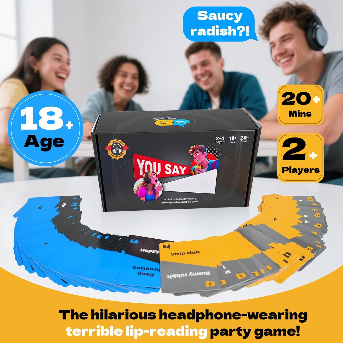 ATG You SAY I Speculation wireless headphones enable lip-reading play for high-energy party rounds.