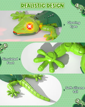 ATHLERIA Gecko with glowing LED eyes for night-time fun.