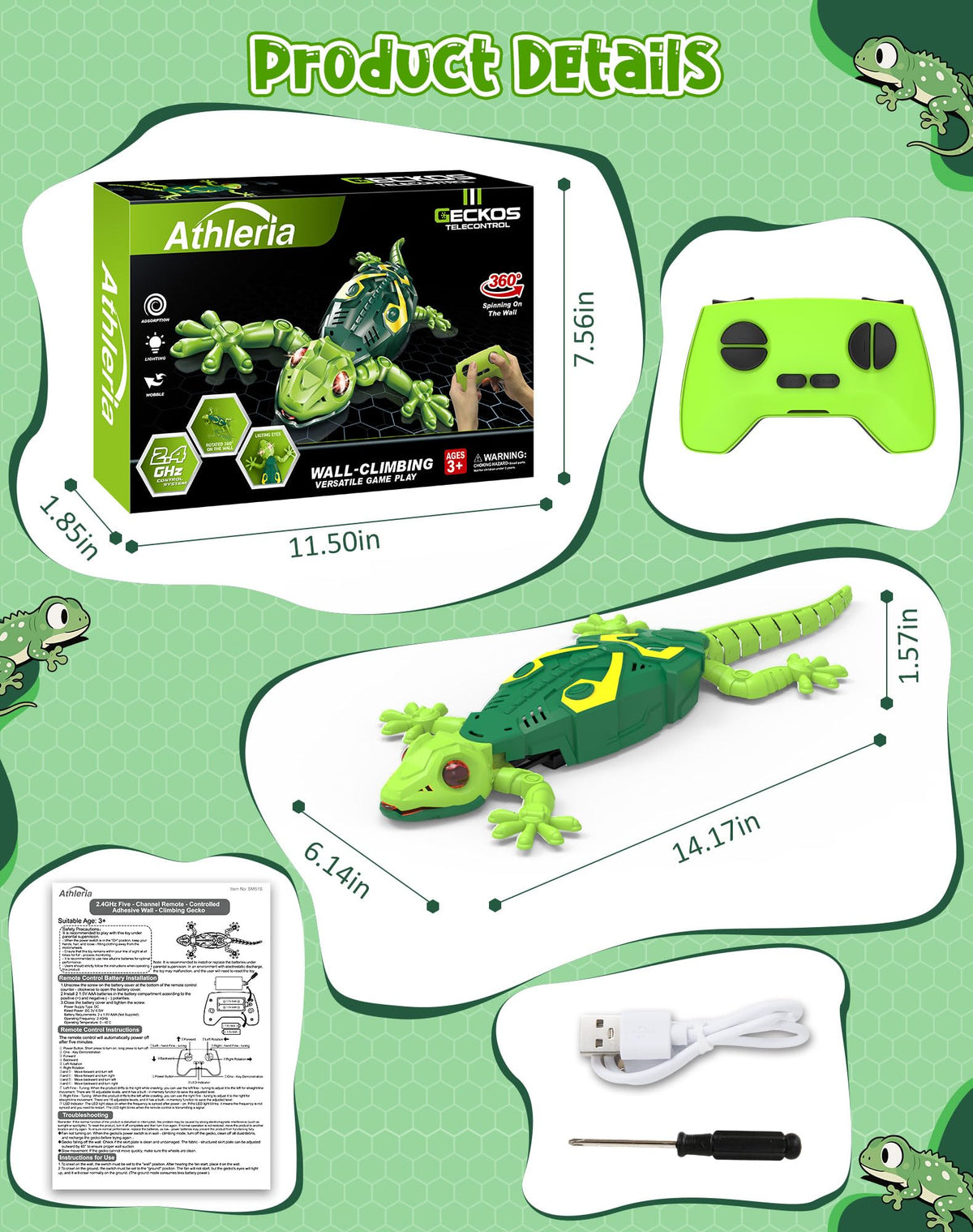 ATHLERIA Gecko suction-based climber on smooth surface ready for action.