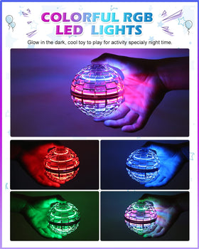 ATHLERIA hover ball with colorful RGB lighting for indoor and night fun.