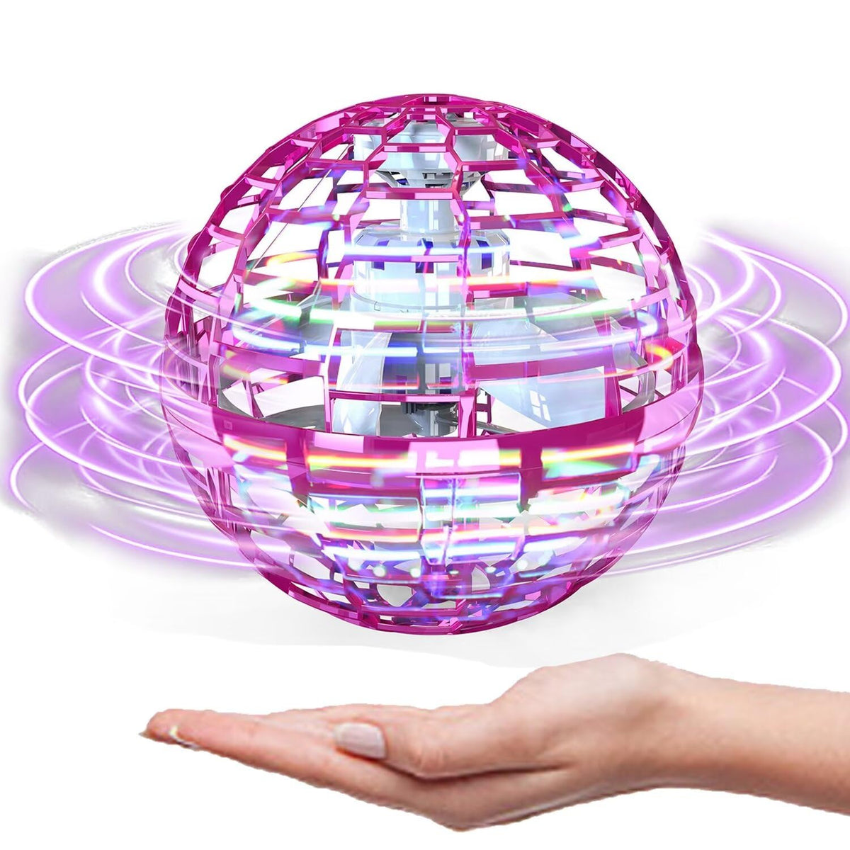 ATHLERIA pink flying orb ball launch with bright glow for outdoor play