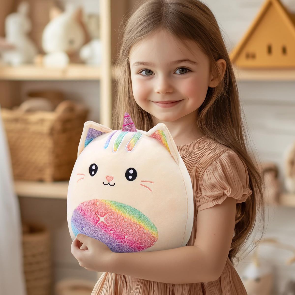 Athoinsu 14-inch unicorn cat plush as a nursery decor accent